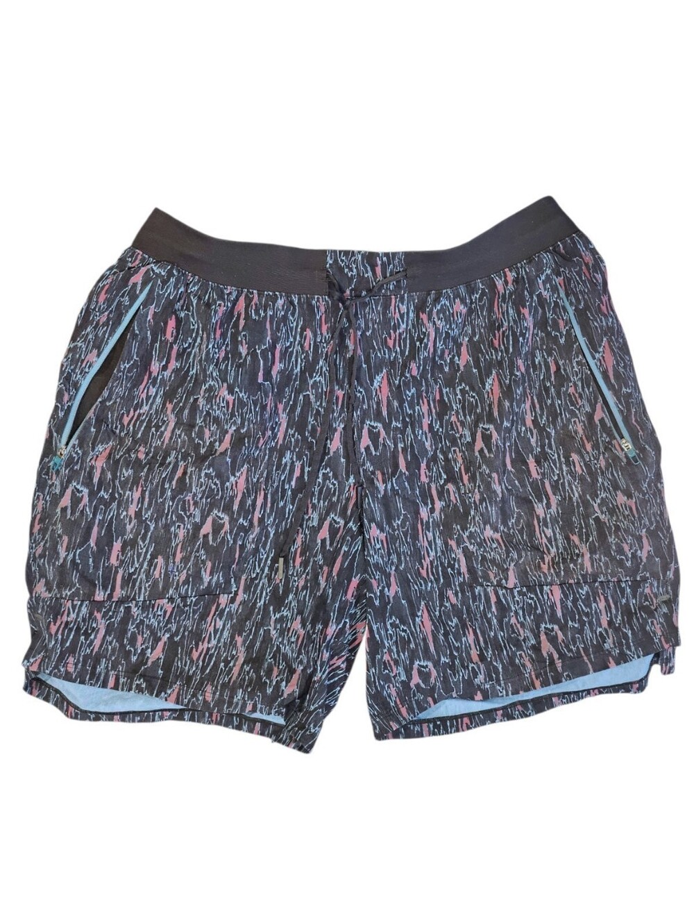 lululemon athletica Black Athletic Shorts with Pink & Blue Accents 34